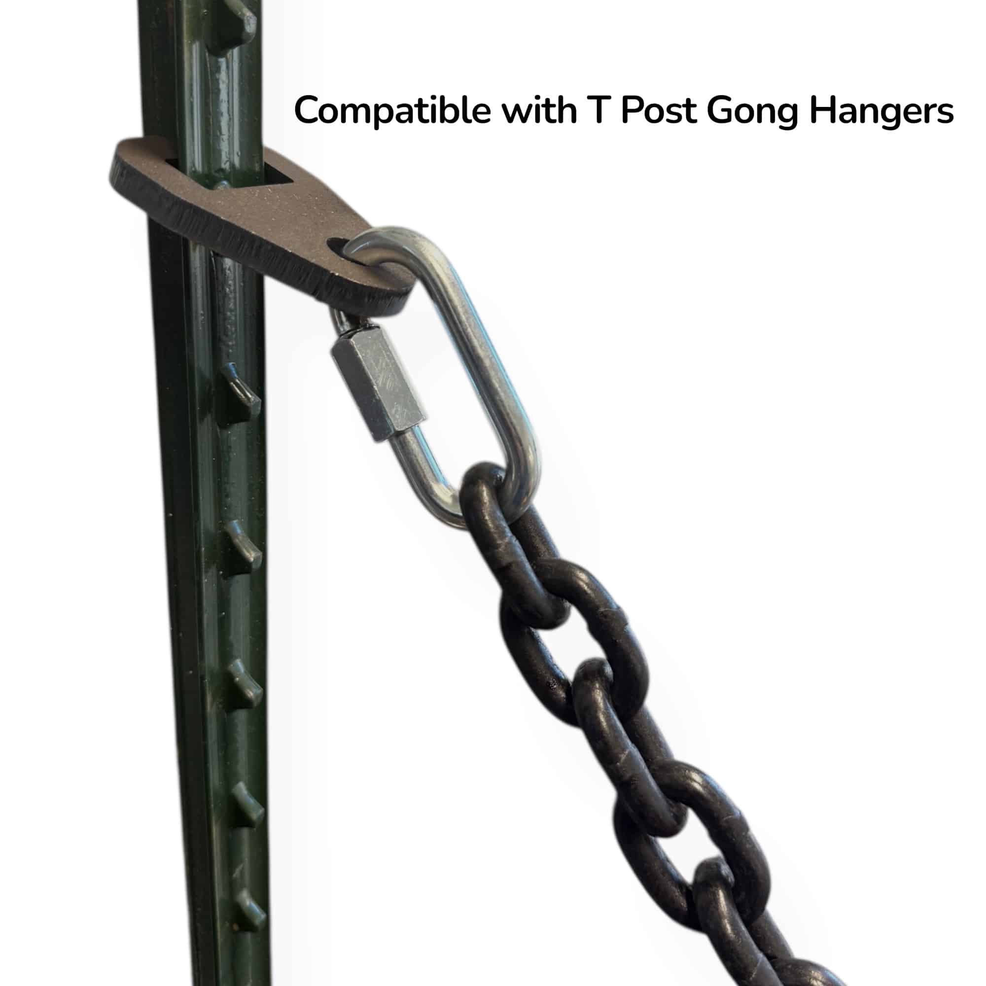 Steel chain mounting kit used with T post gong hangers