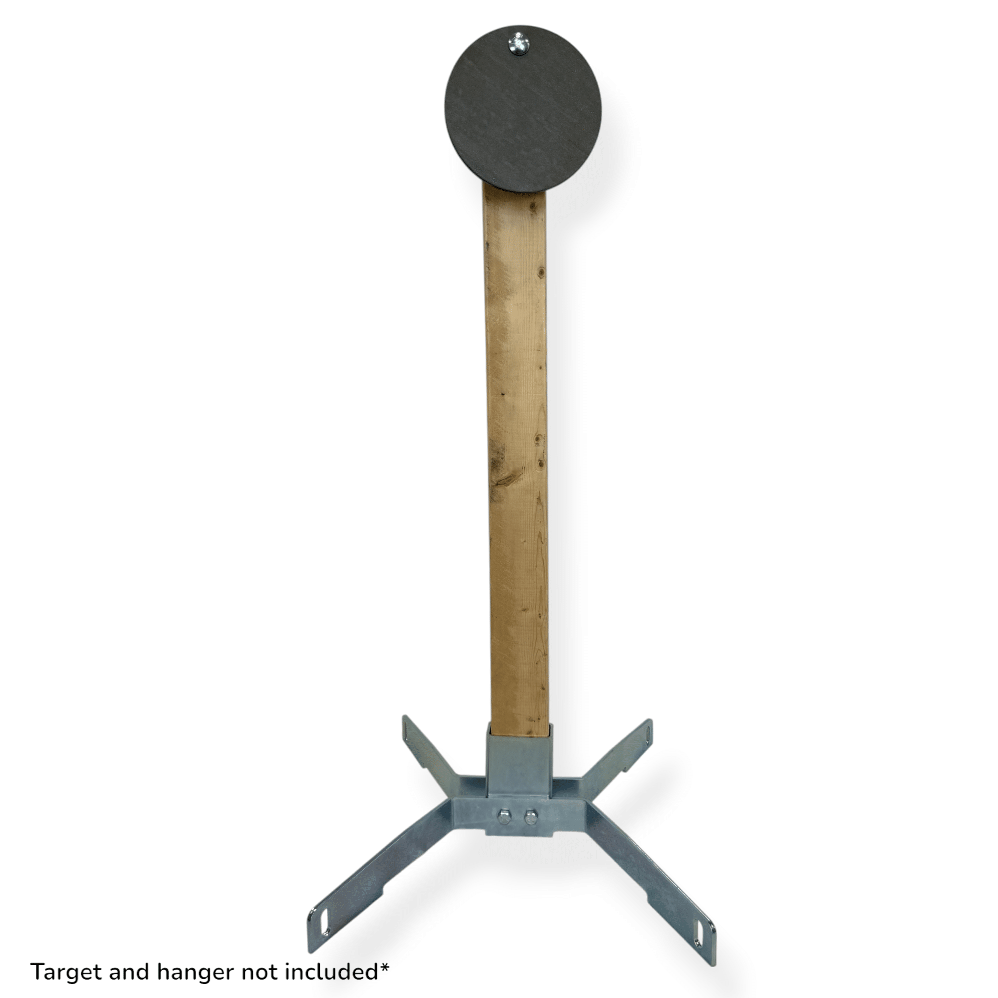 Example of a static target stand being used with a 2"x4" to holding static target. This is only an example. Target and hanger not included.