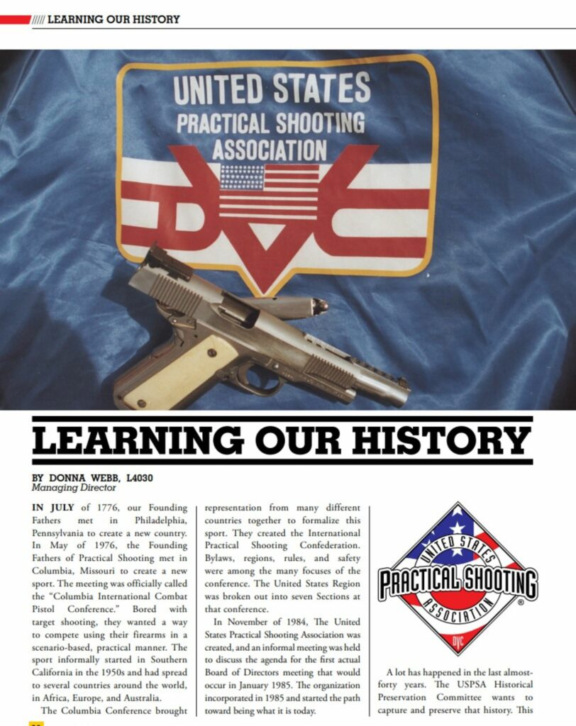 USPSA: Learning our History Article Page 1