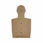 Front view of life‑size cardboard silhouette target showing A/B/C scoring zones.