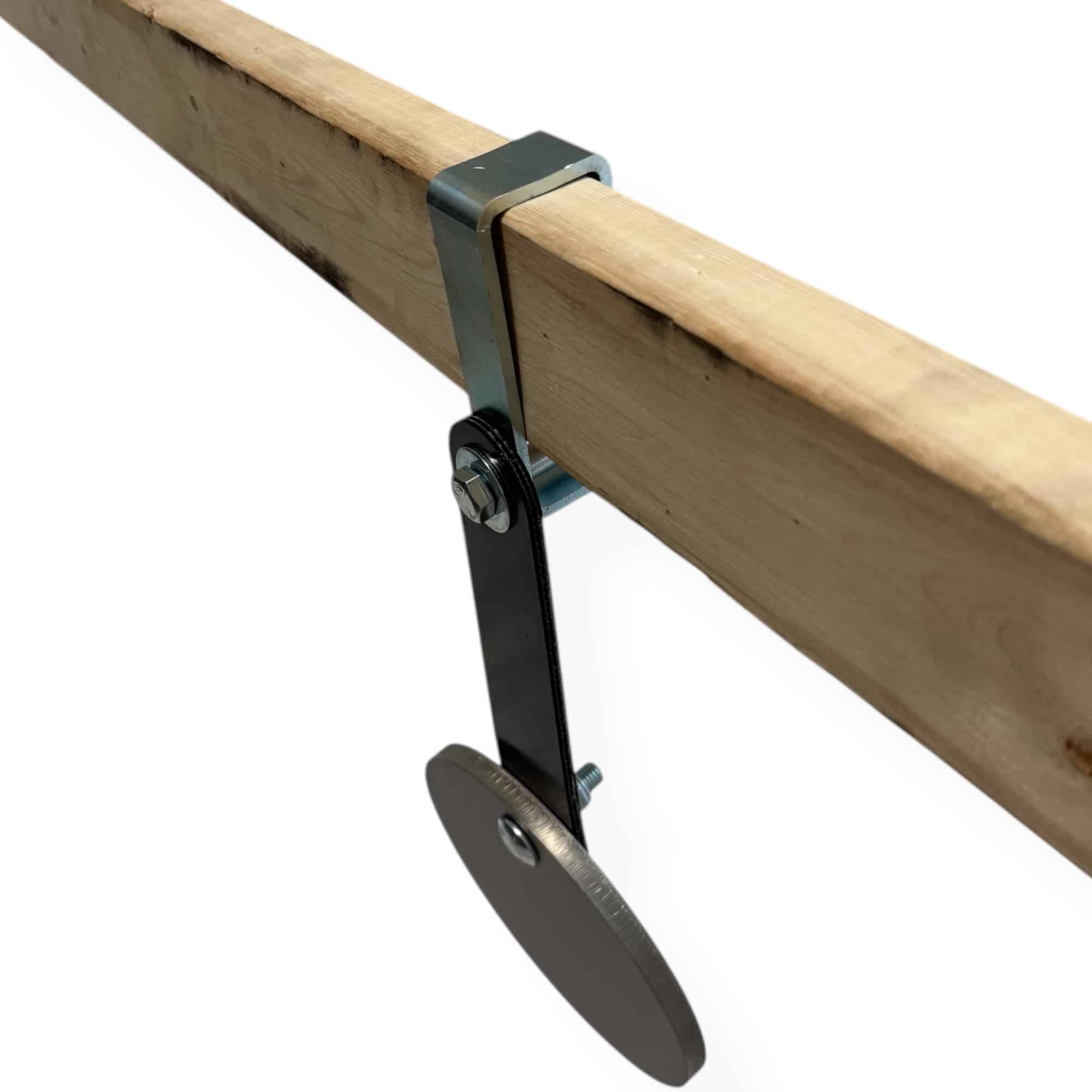 Example of swinging target hardware kit angled