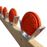 Clay Pigeon Brackets holding 108mm sporting clays for reactive target shooting